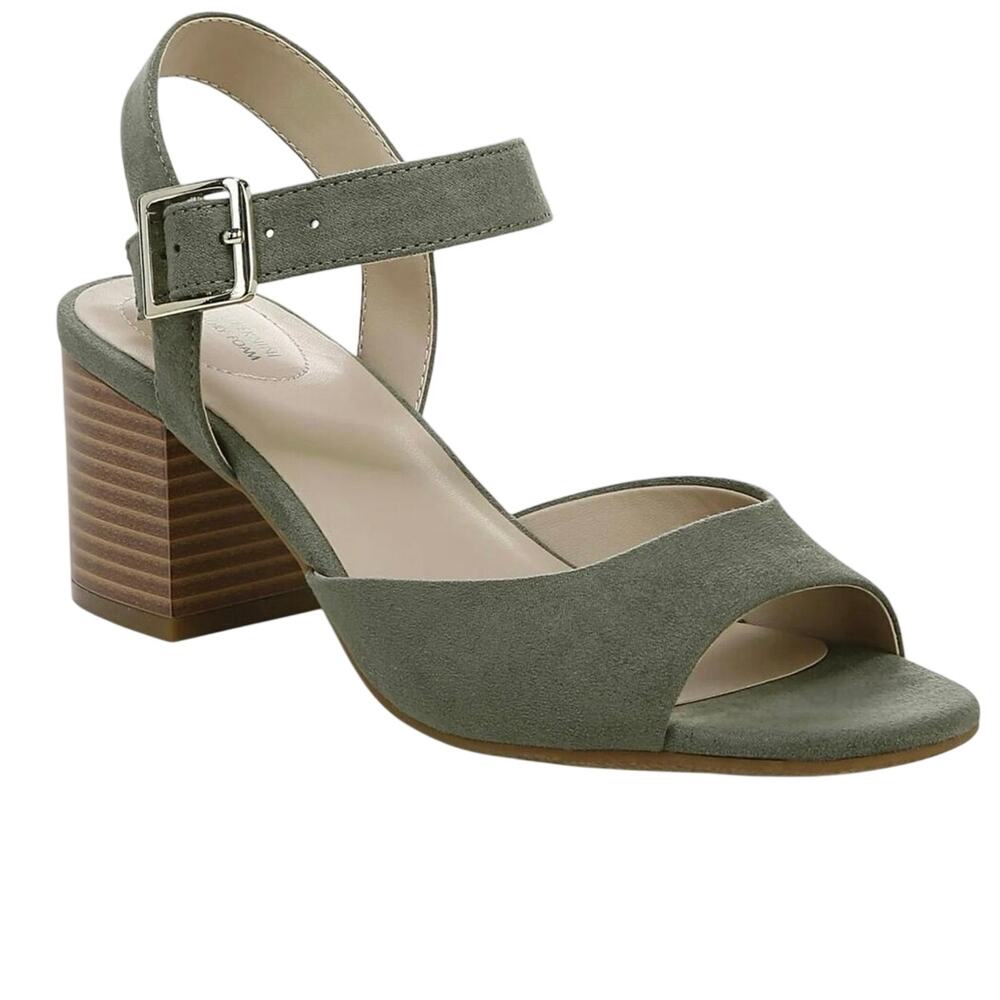 Giani Bernini Townsonn Green faux Suede Ankle Strap Block Heel Sandals Sz 8.5